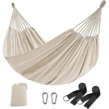 (As show, One size) Hammock, For 2 People, 200 X 150 Cm, Can Hold Up To 300 Kg, For Terrace, Balcony, Garden, Outdoor, Beige