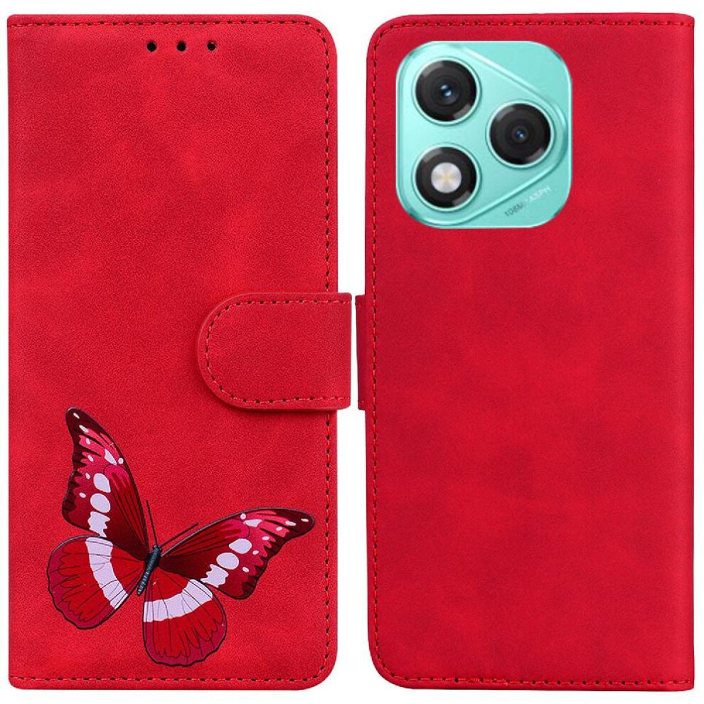 (Red) Case For Honor 400 Lite Card Slots Wallet Color Printed Butterfly Flip Folio Cover Red 764563579198