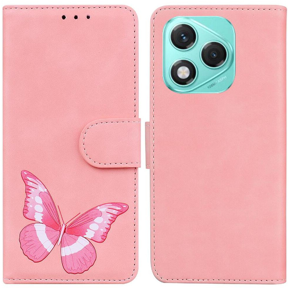 (Pink) Case For Honor 400 Lite Card Slots Wallet Color Printed Butterfly Flip Folio Cover Pink 764563579211