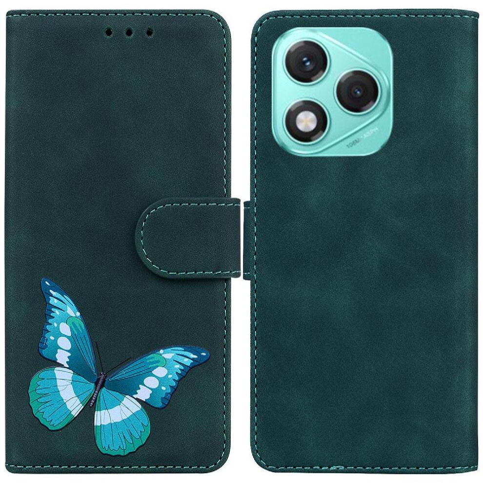 (Green) Case For Honor 400 Lite Card Slots Wallet Color Printed Butterfly Flip Folio Cover Green 764563579204