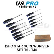 US PRO INDUSTRIAL 12PC Torx Star Screwdriver Set T6 - T45 4618