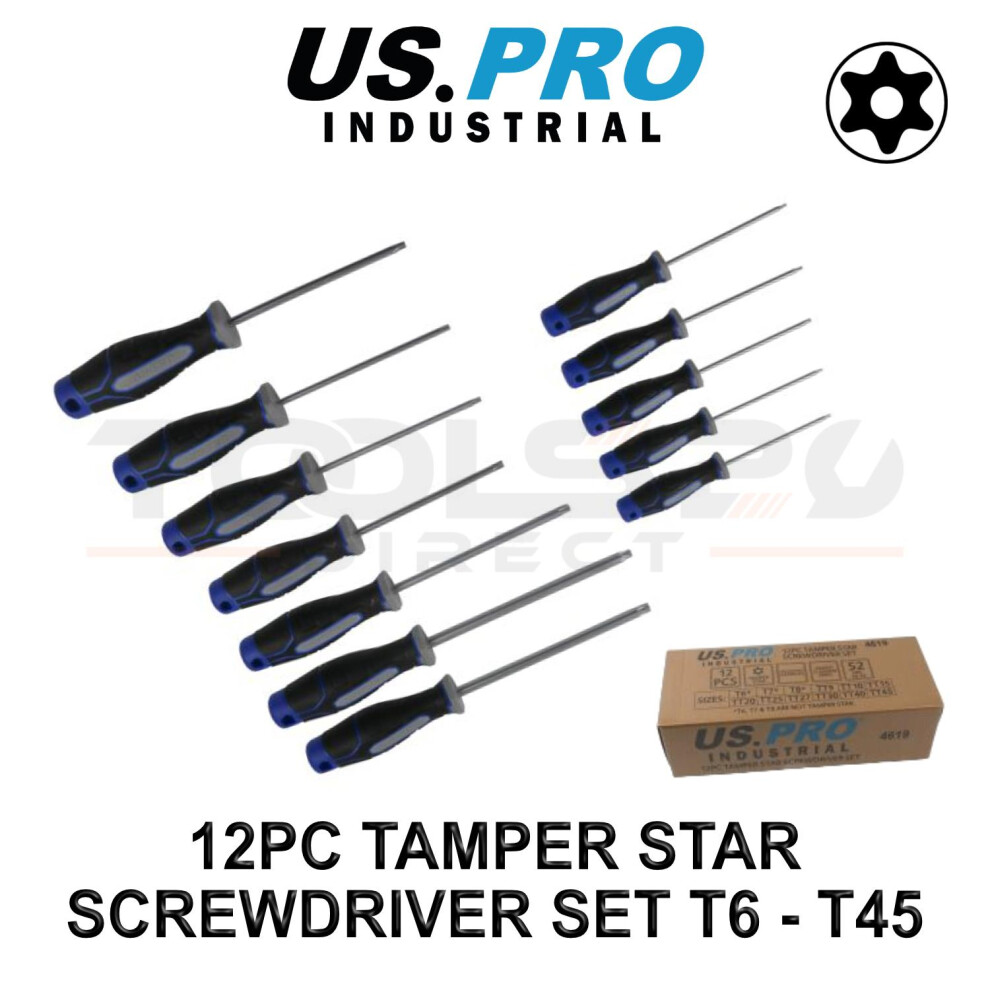 Us Pro Industrial 12Pc Tamper Torx Star Screwdriver Set T6 - T45 4619 5061016611005
