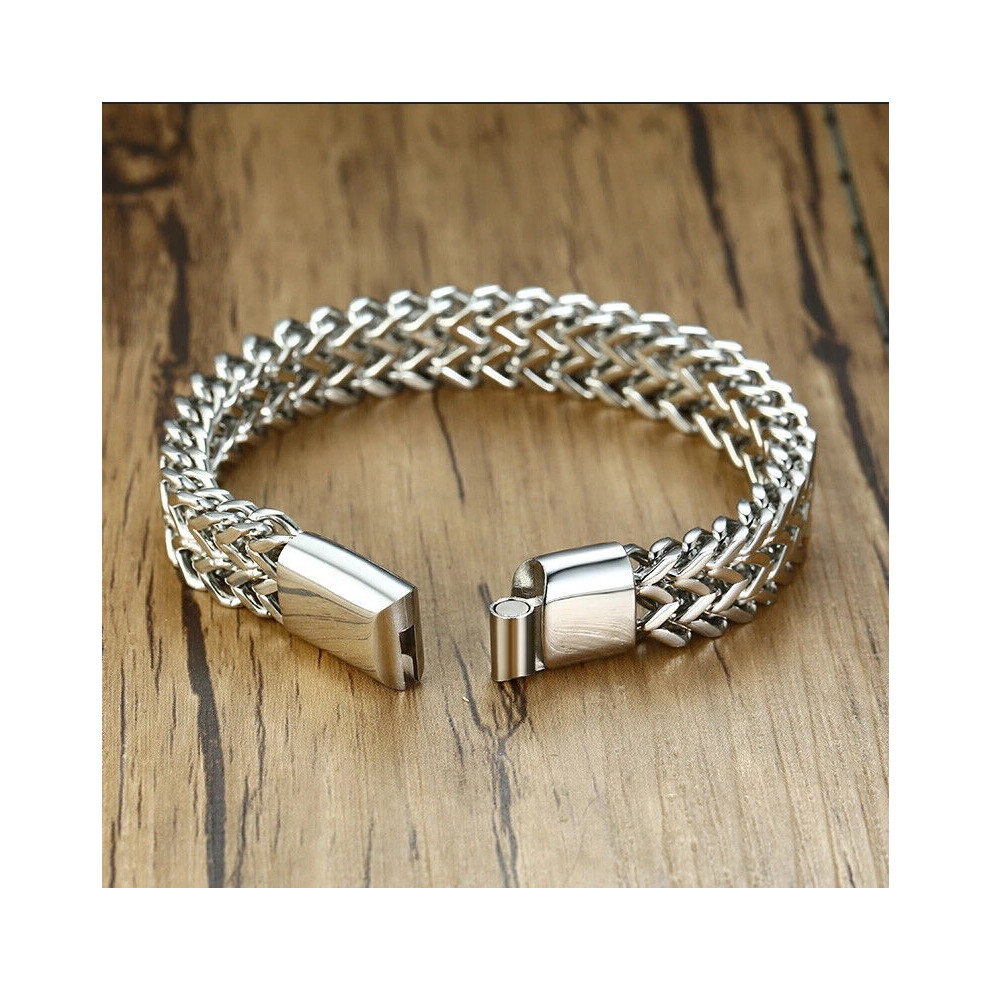 (No engraving) Medical Alert ID Double Layers Men Bracelet Chain Personalized Engraving Hot-image-OPC-PHHWS6T-NEW