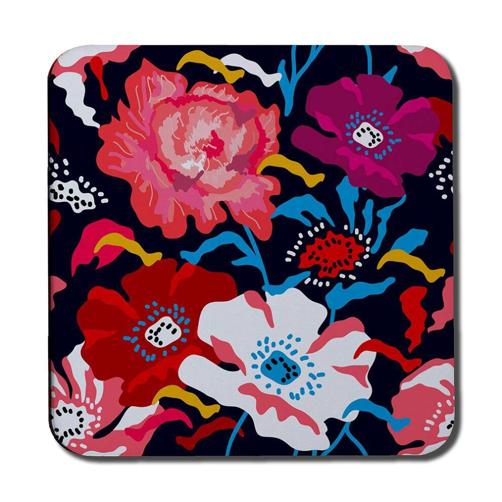 Bright Flowers on Dark Background (Coaster)-image-OPC-PHHX6RC-NEW