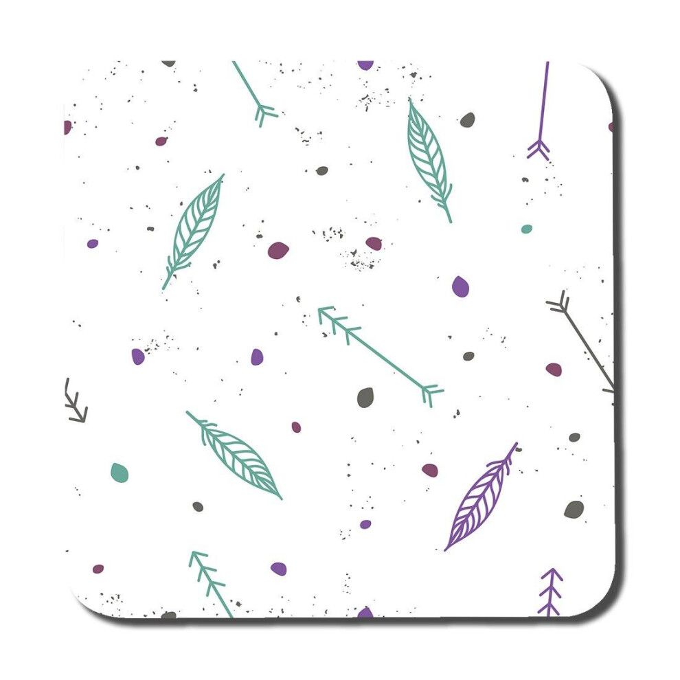 Cute cartoon pattern with feathers and arrows in boho style (Coaster)-image-OPC-PHHX6Y2-NEW