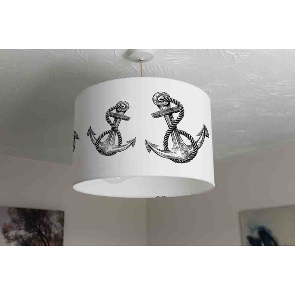 ships anchor and rope in a vintage woodcut woodblock style ceiling lamp shade-image-OPC-PHHXBXJ-NEW
