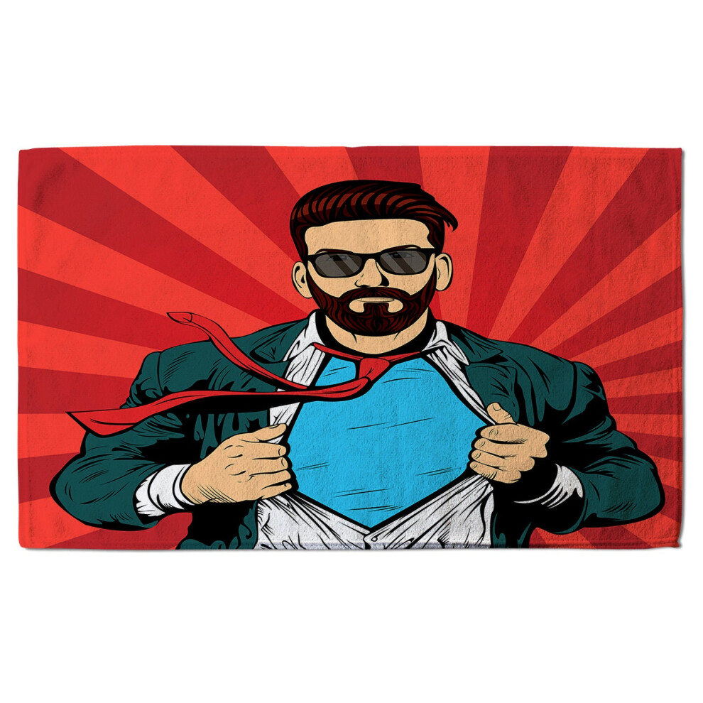 Strong Businessman in glasses in comic style. Success concept (Bath Towel)-image-OPC-PHHXG9P-NEW