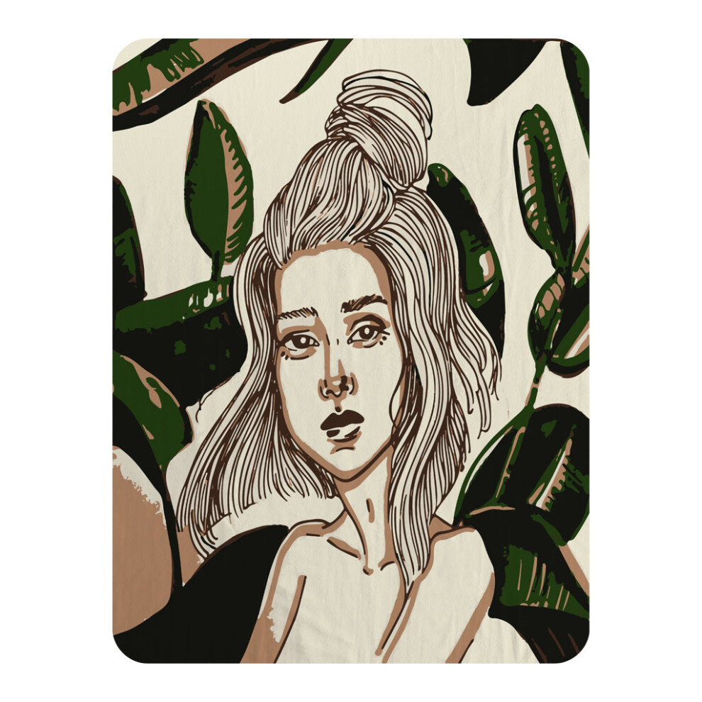 Benjamin Tate Design Young Woman In Tropical Leaves (Blanket)