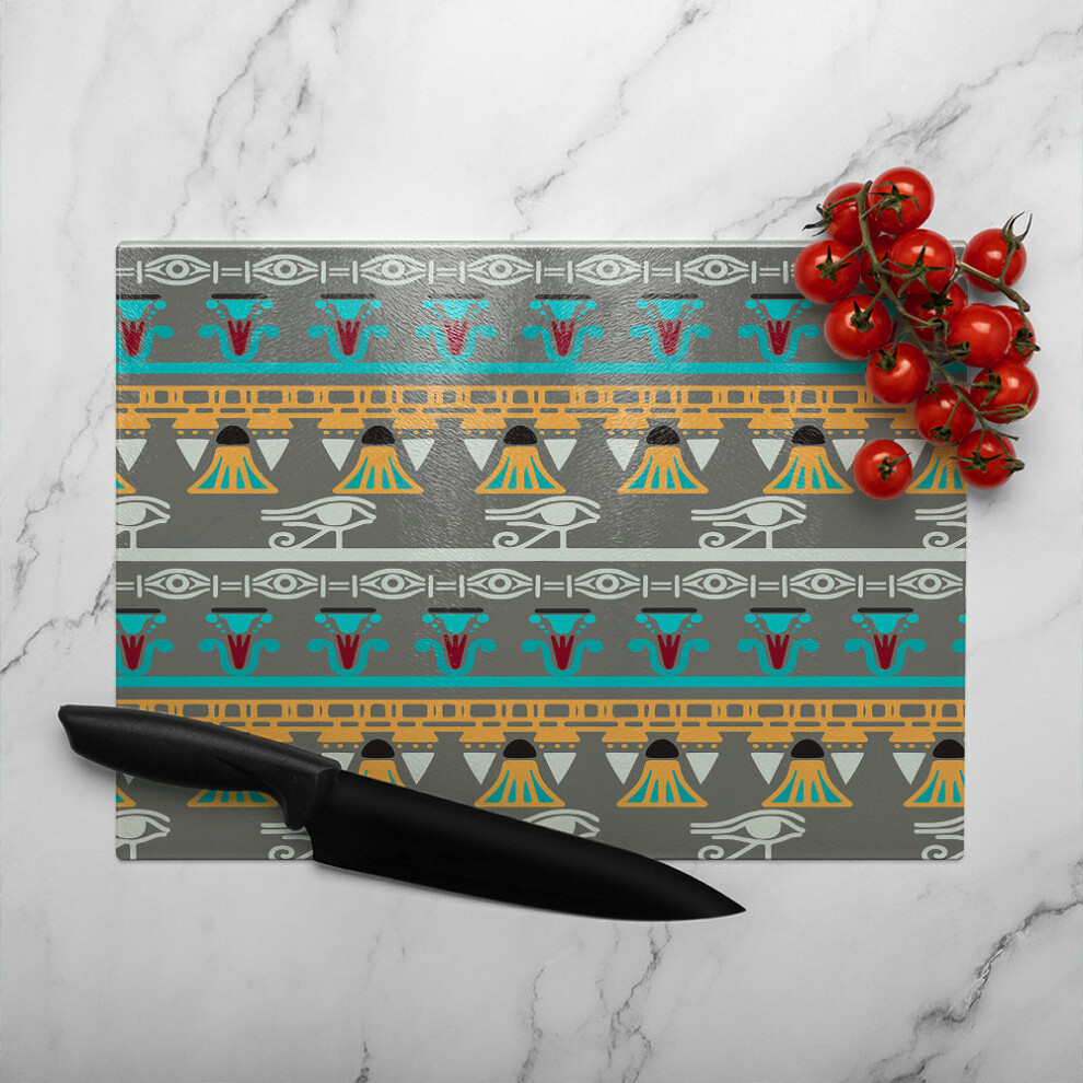 Benjamin Tate Design Tribal Art Egyptian Vintage Ethnic Silhouettes Glass Chopping Board