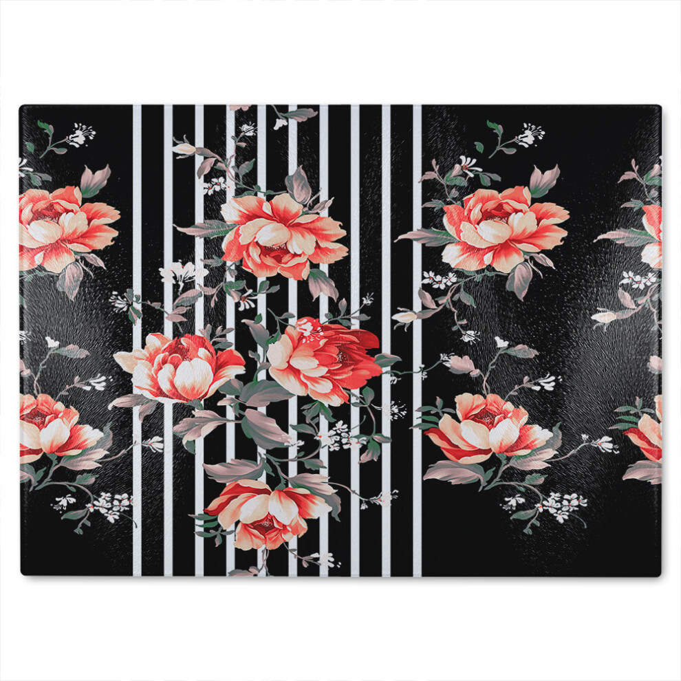 Benjamin Tate Design Flowers Glass Chopping Board