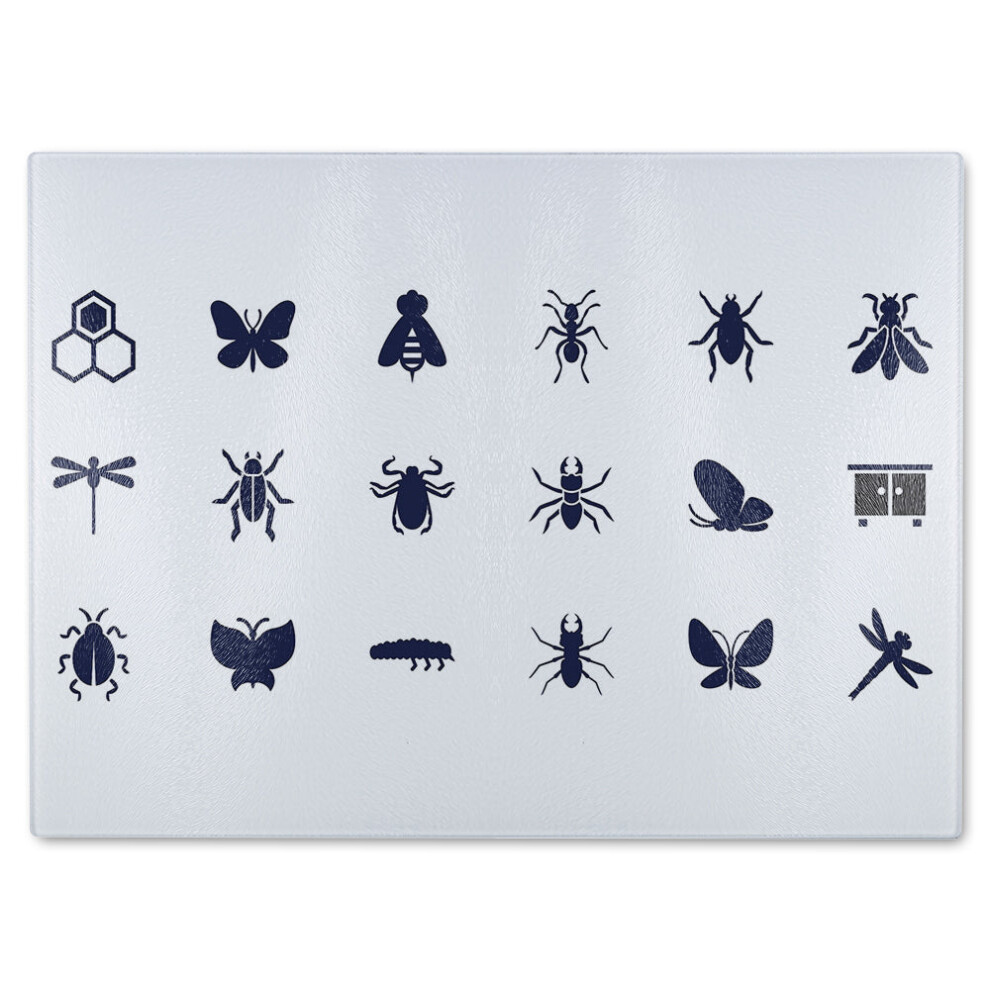 Benjamin Tate Design Insect Icons Designer Glass Chopping Board