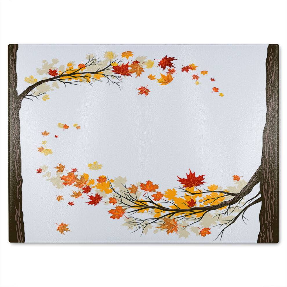 Benjamin Tate Design Autumn Trees Glass Chopping Board