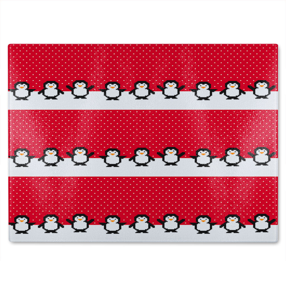 Benjamin Tate Design Penguins Dining Glass Chopping Board