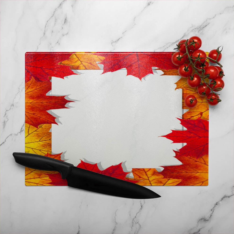 Benjamin Tate Design Autumn Border Glass Chopping Board