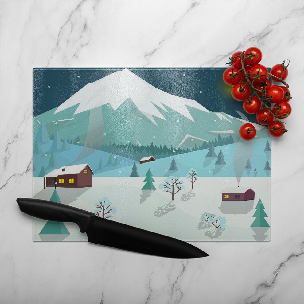 Benjamin Tate Design Winter Landscape Dining Glass Chopping Board