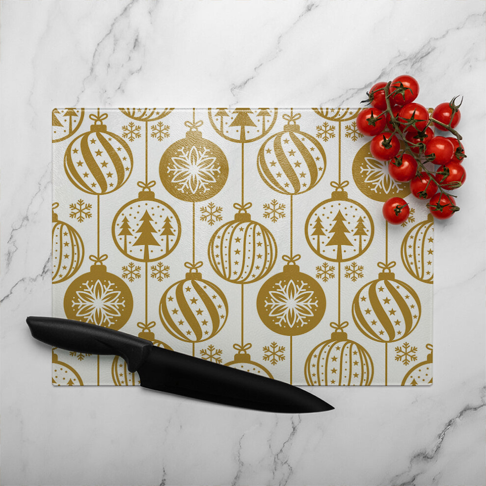 Benjamin Tate Design Christmas Baubles Dining Glass Chopping Board