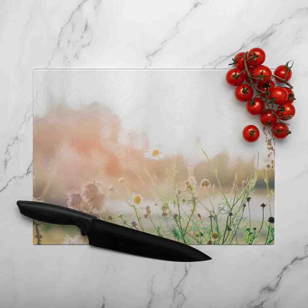 Benjamin Tate Design Wild Daisies Glass Chopping Board