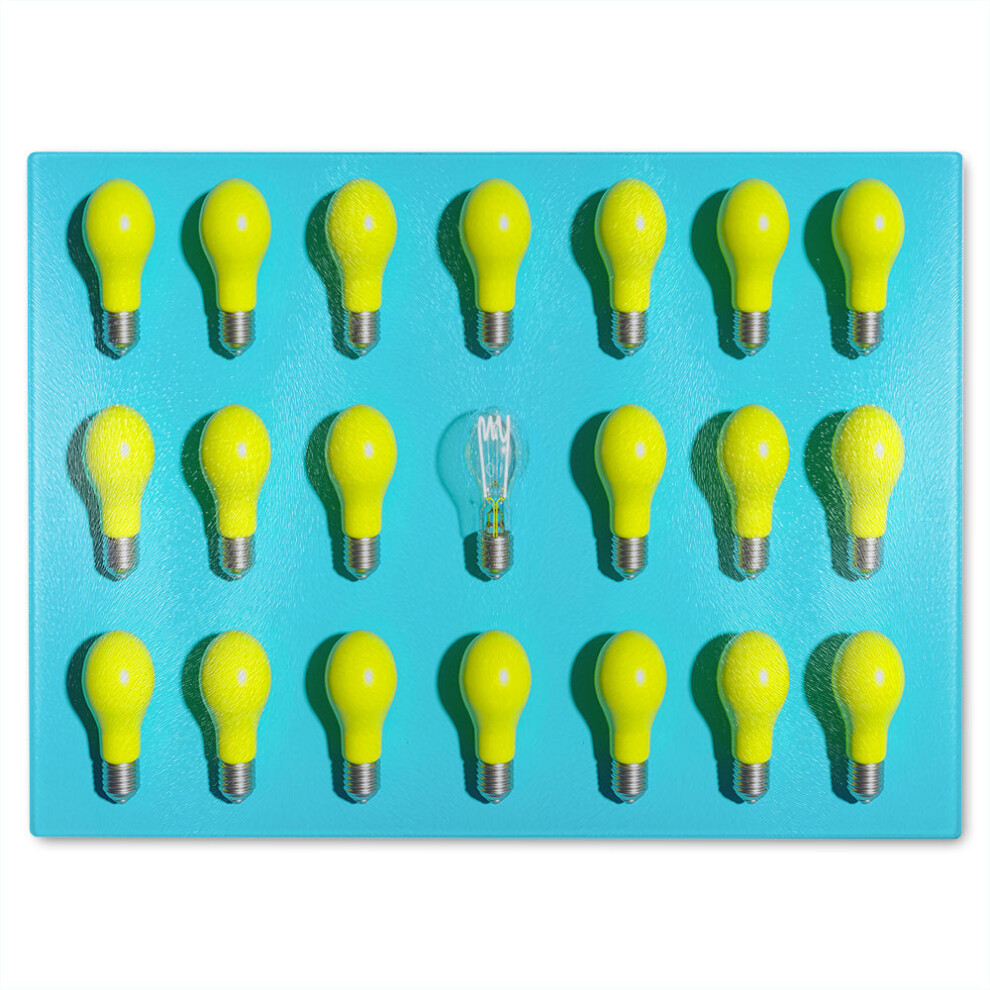 Benjamin Tate Design Yellow Bulbs Glass Chopping Board