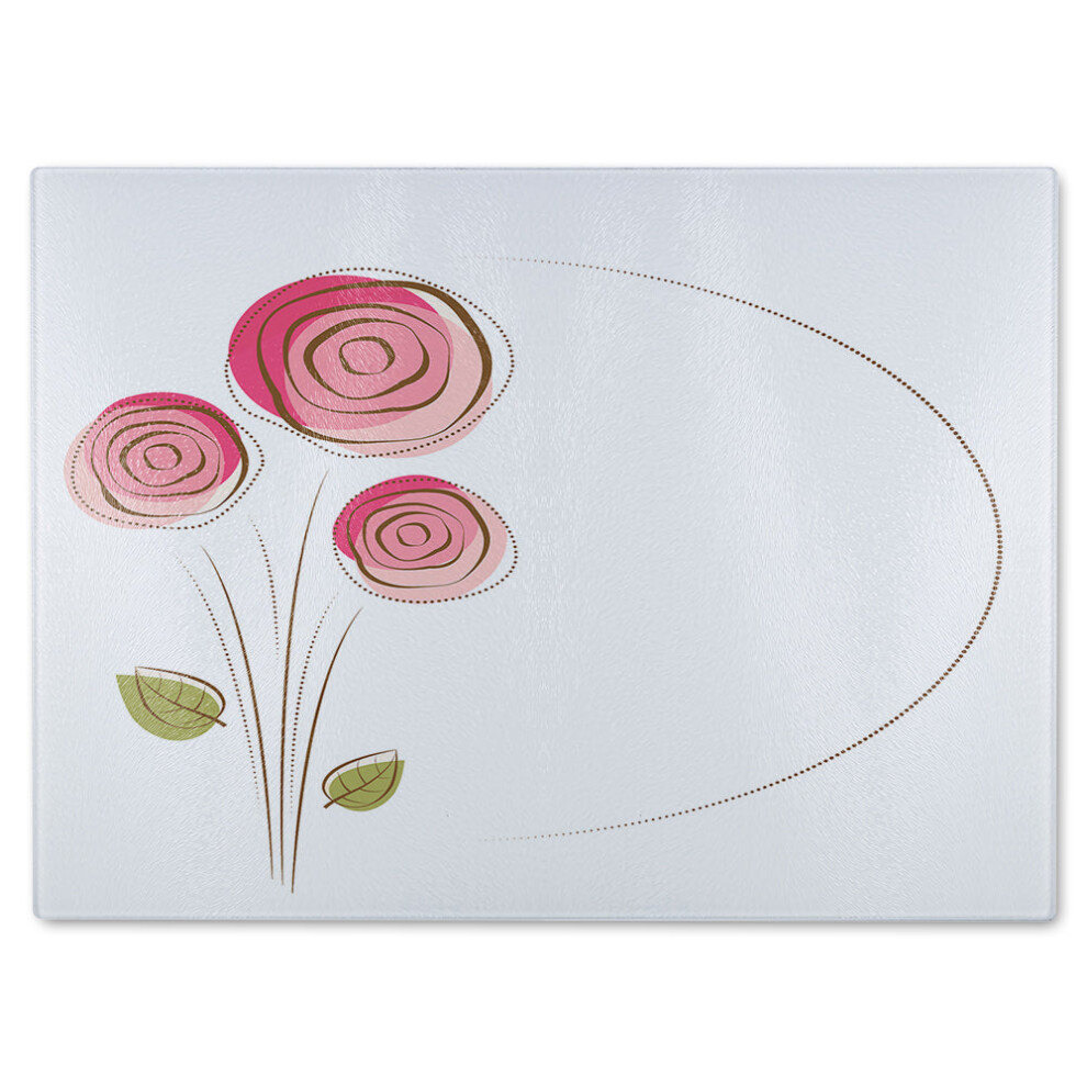 Benjamin Tate Design Rose Drawing Glass Chopping Board