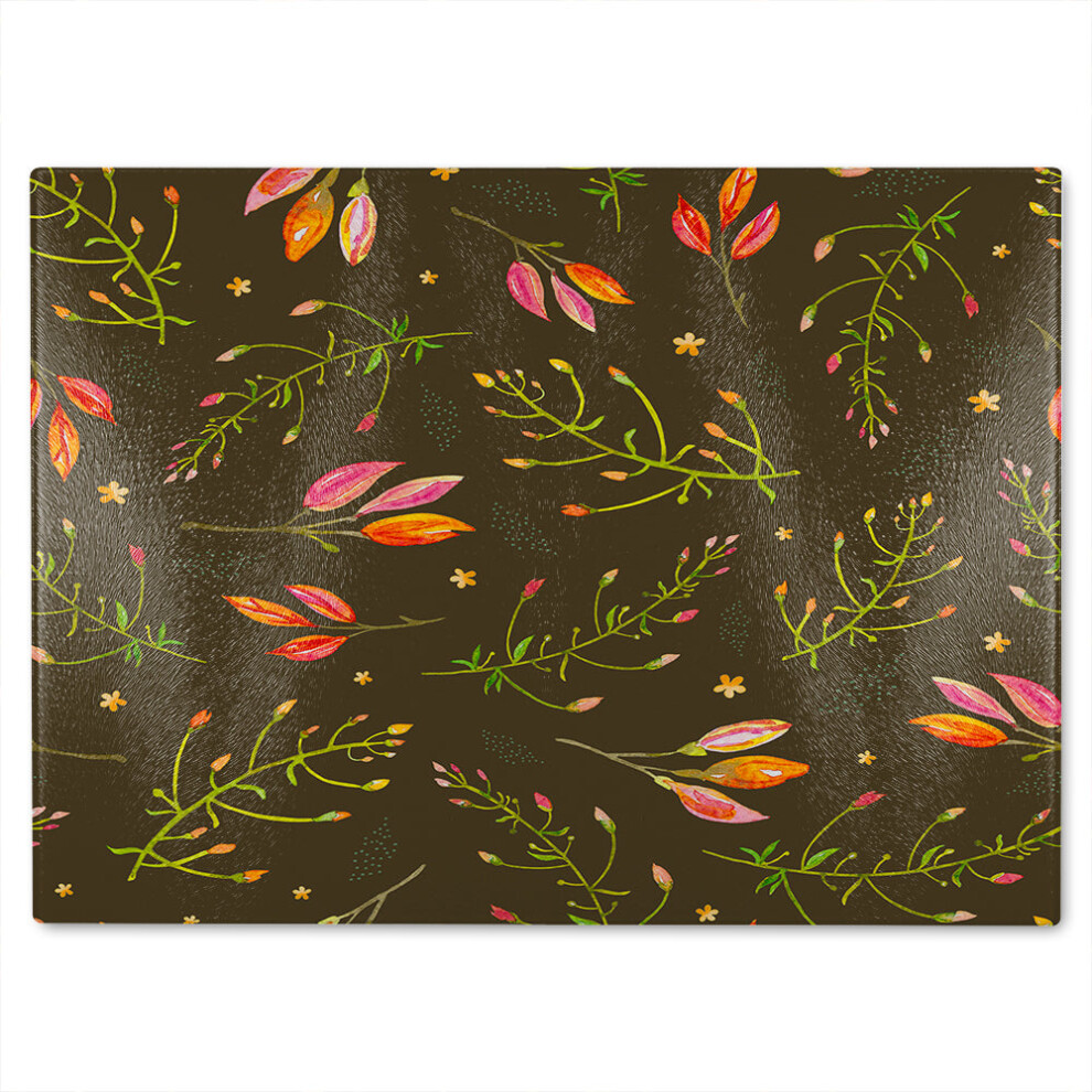 Benjamin Tate Design Green Branches Glass Chopping Board