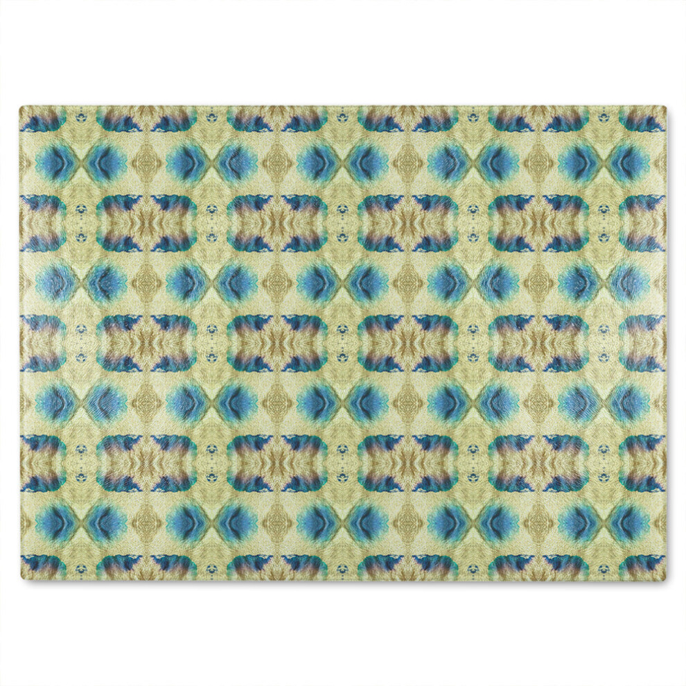 Benjamin Tate Design Psychedelic Geometric Pattern Glass Chopping Board