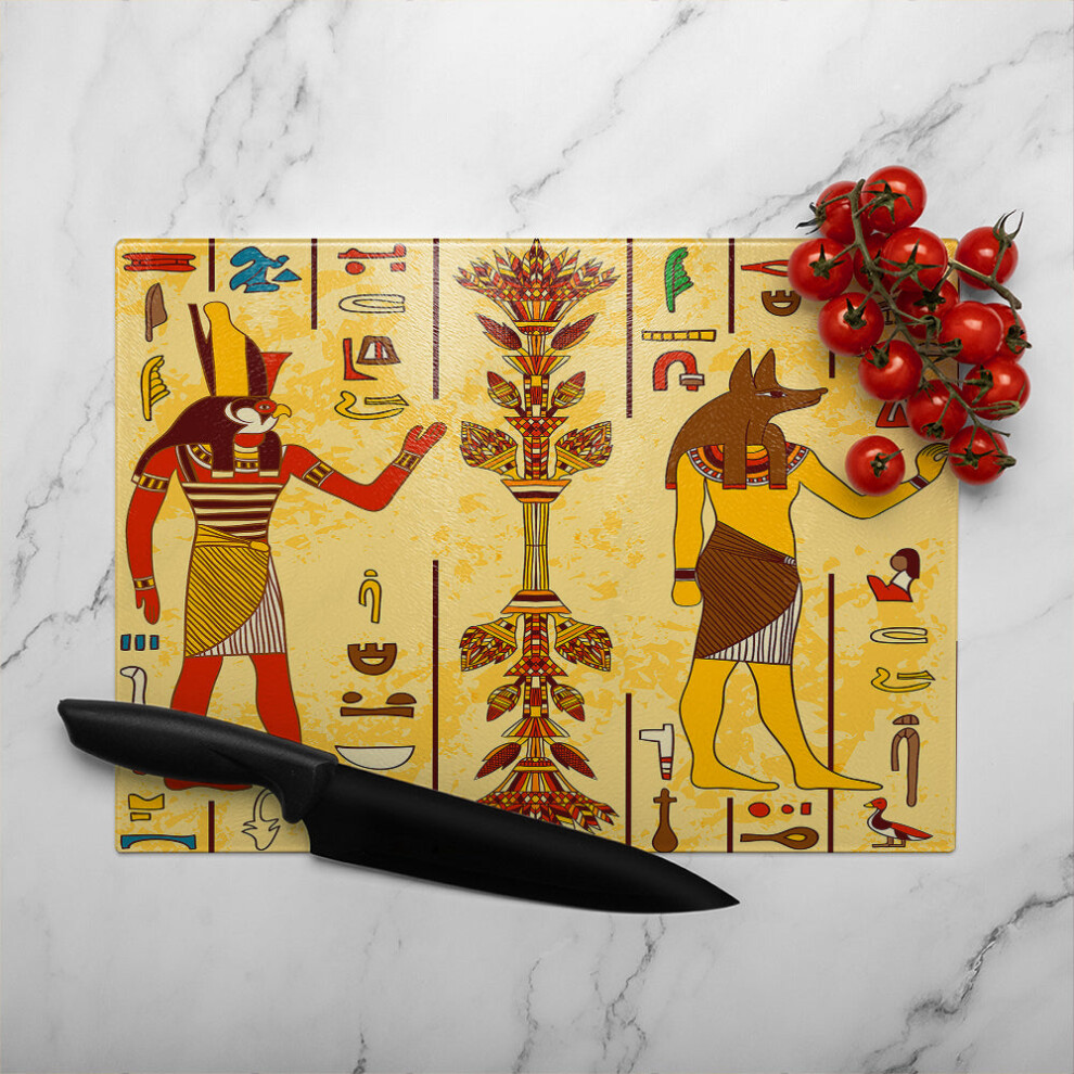 Benjamin Tate Design Egyptian Drawings Glass Chopping Board