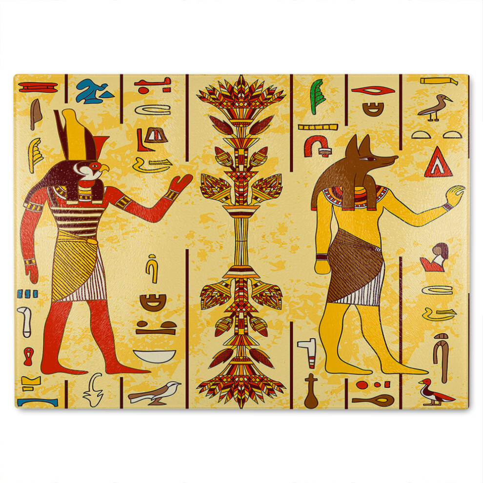Benjamin Tate Design Egyptian Drawings Glass Chopping Board