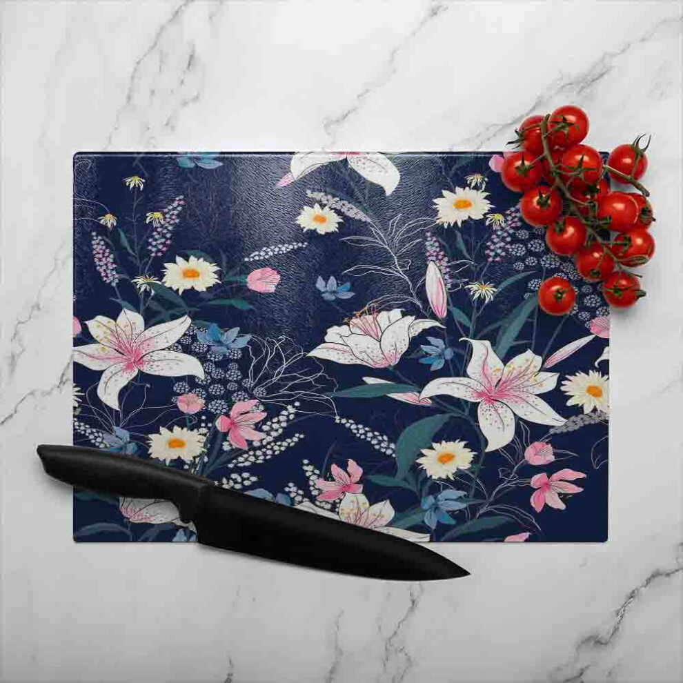 tropical white pink flowers glass chopping board-image-OPC-PHHXPB6-NEW