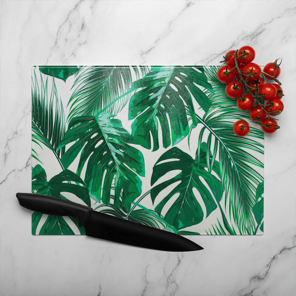 palm leaves glass chopping board-image-OPC-PHHXPFV-NEW