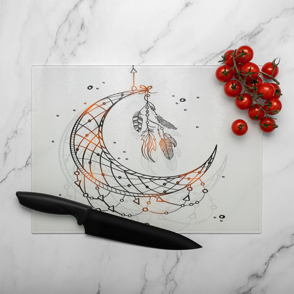 Benjamin Tate Design Dream Catcher With Crescent Moon Glass Chopping Board