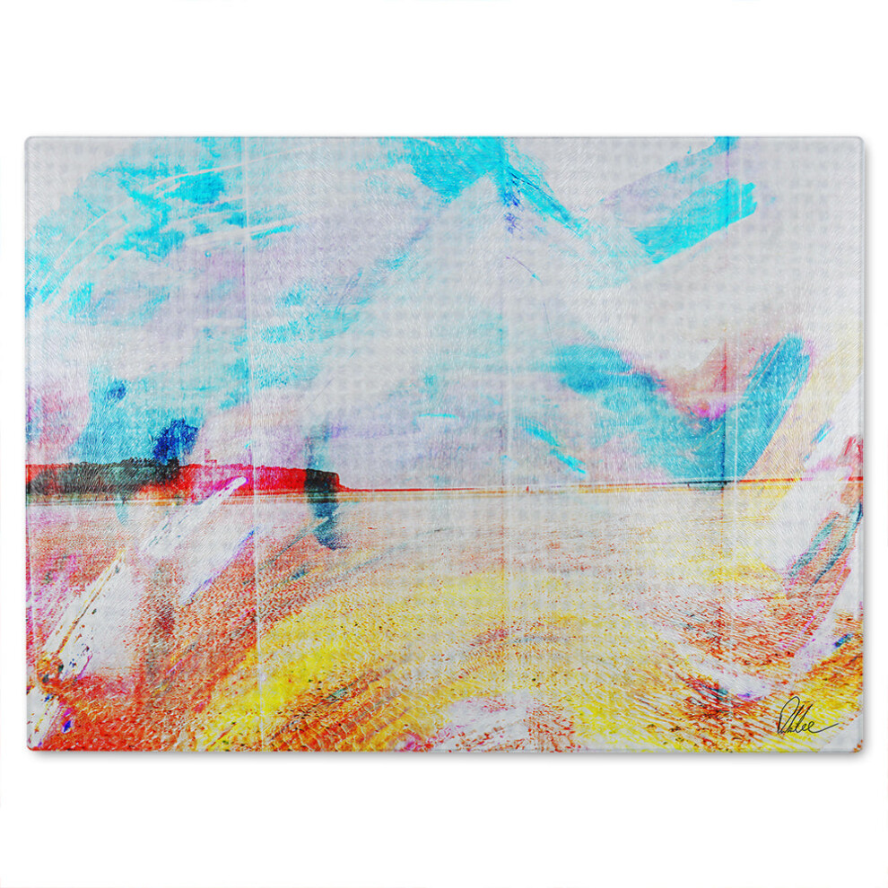 Benjamin Tate Design Beach View Cliffs Glass Chopping Board