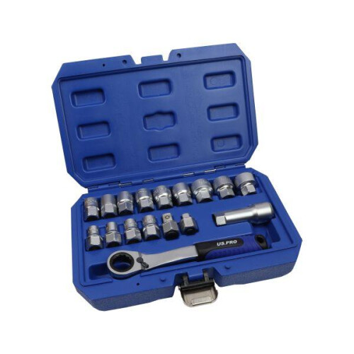 us pro US PRO Tools 17pc Go Through Socket Set With 3/8" & 1/2" Drive Adaptors 7559 1