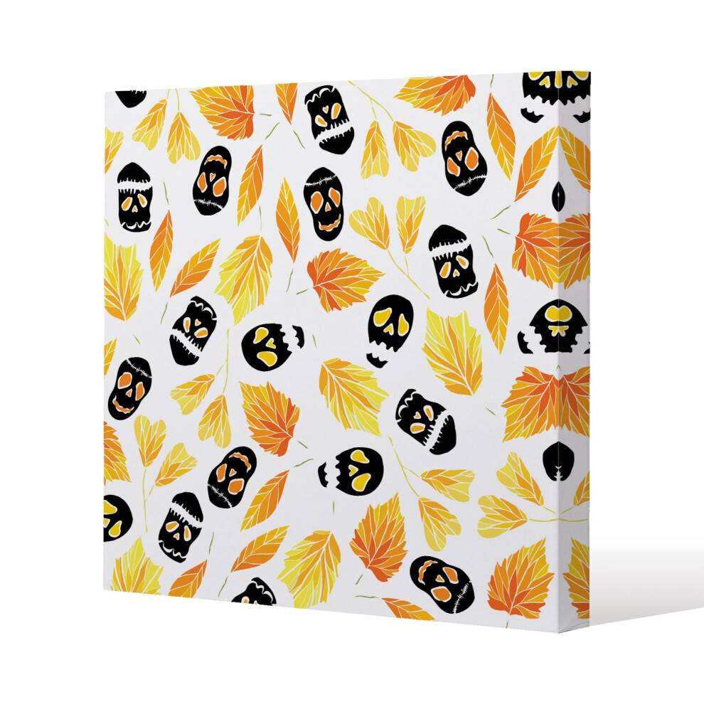 Benjamin Tate Design Autumn Leaves Halloween Skulls Canvas Print
