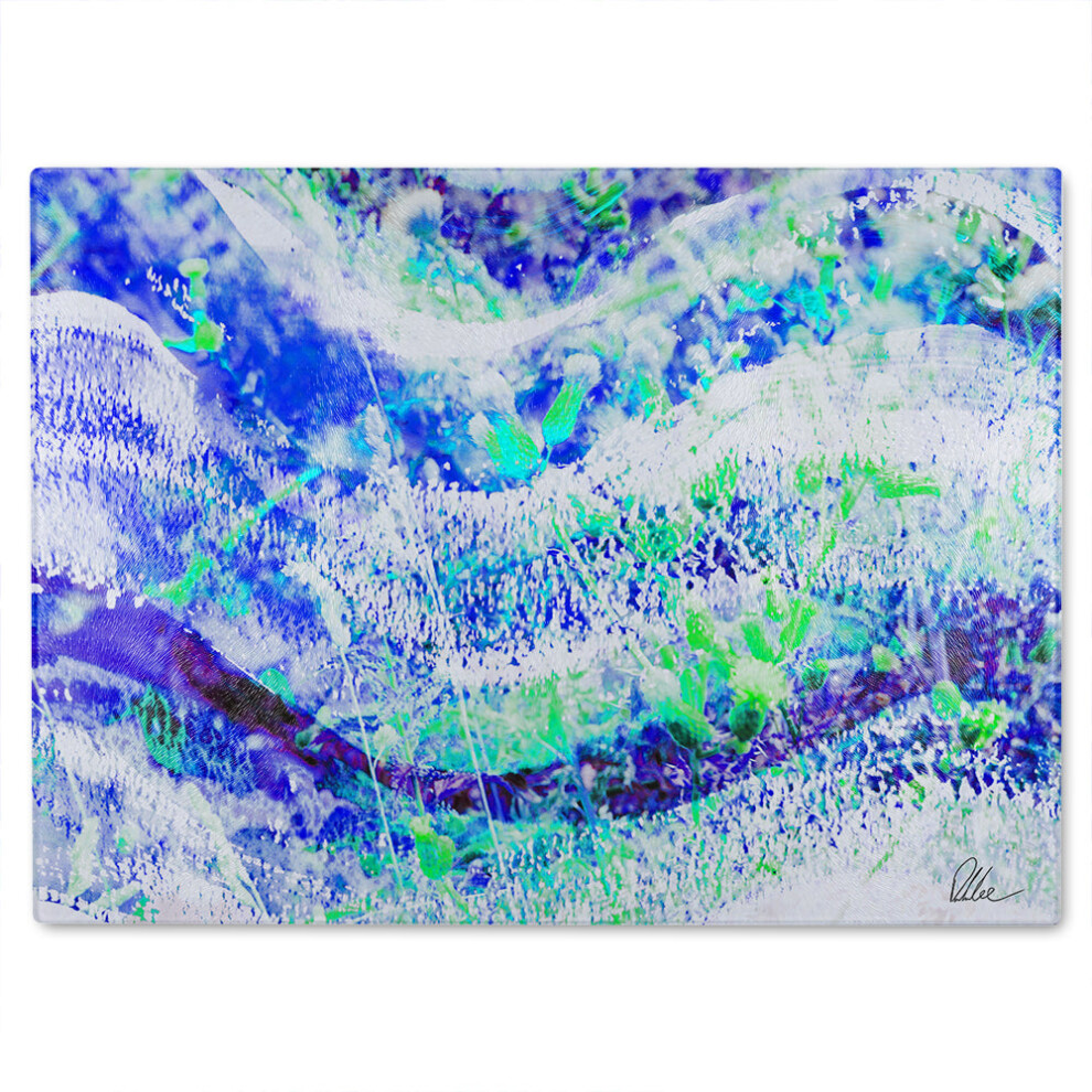 Benjamin Tate Design Blue Wilderness Glass Chopping Board