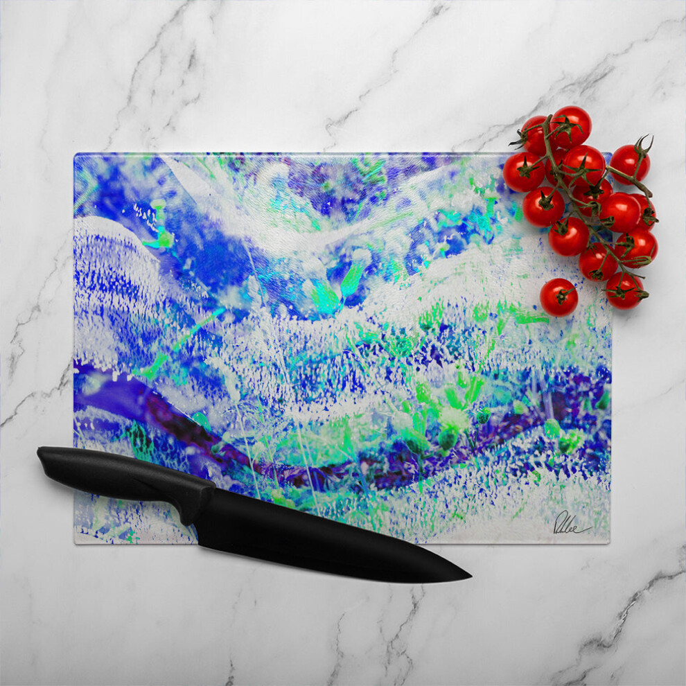 Benjamin Tate Design Blue Wilderness Glass Chopping Board