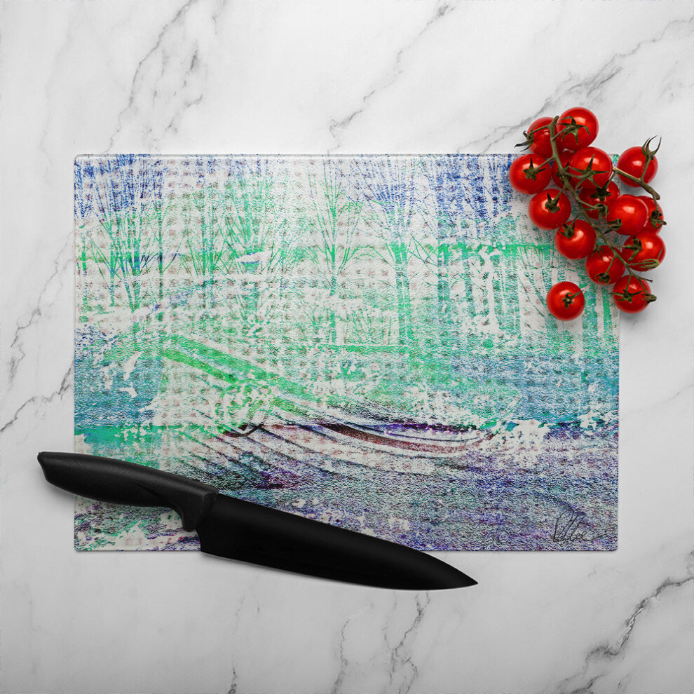 Benjamin Tate Design Blue Washed Up Glass Chopping Board
