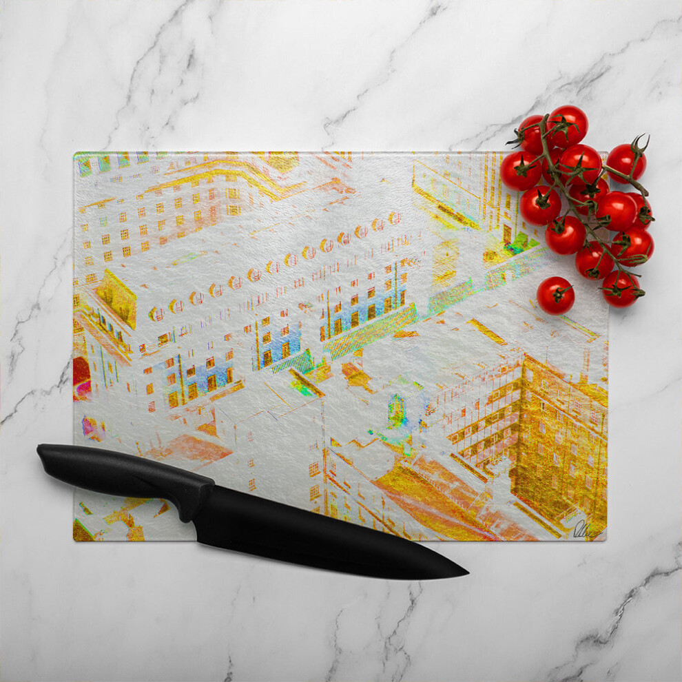Benjamin Tate Design Orange London Roof Tops Glass Chopping Board