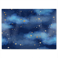 dark blue sky with gold foil constellations glass chopping board