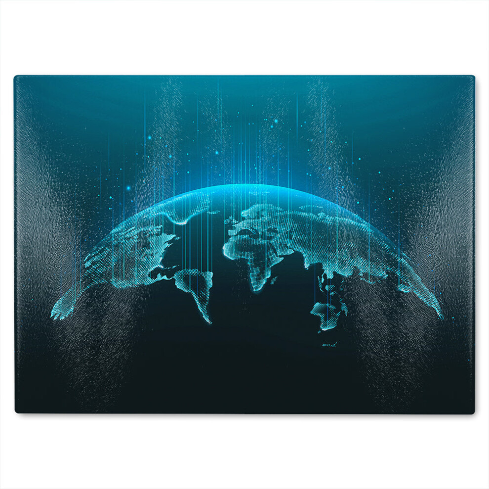 Benjamin Tate Design Map Of The Planet Glass Chopping Board