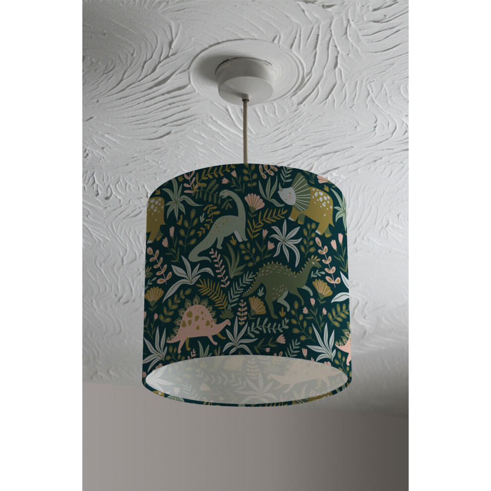 hand drawn dinosaurs and tropical leaves and flowers ceiling lamp shade-image-OPC-PHHYJ7Q-NEW