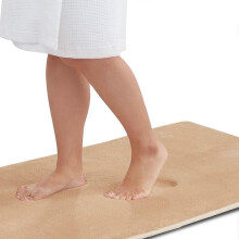 Memory Foam Bath Mat Non Slip Absorbent Super Cozy Velvet Bathroom Rug Carpet (17 Inches X 24 Inches, Beige)