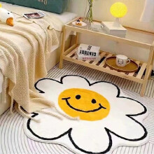 Flower Rug for Living Room Nordic Smiley Flower Carpet Bedroom Bedside Area Rugs Plush Floor Mat Home Decor Non-slip Bath Mat