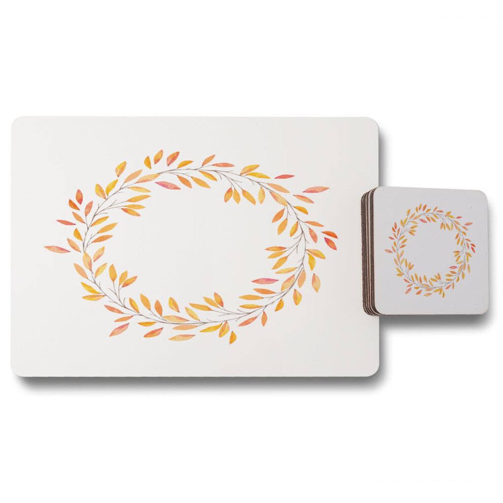 Benjamin Tate Design Autumn Reath Placemat Coaster Set