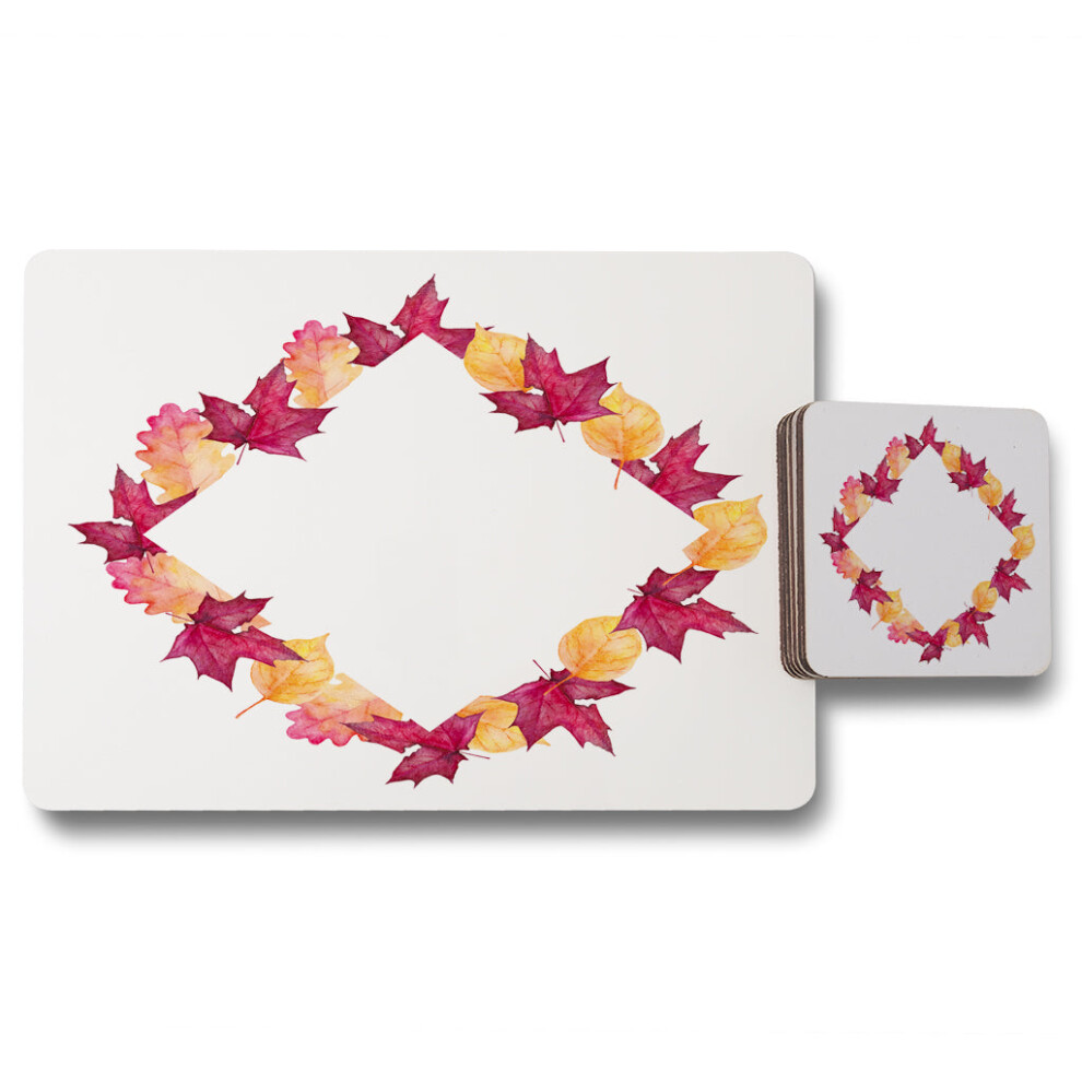Benjamin Tate Design Diamond Autumn Reath Placemat Coaster Set