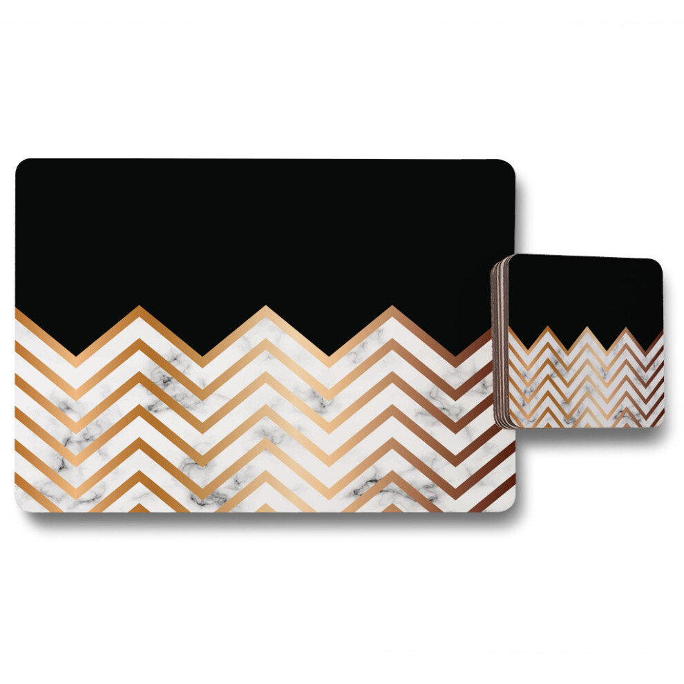 Benjamin Tate Design Marble Zig Zag Pattern Placemat Coaster Set