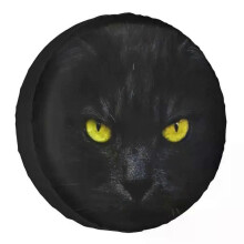 (16 inch, Spare Tire Cover) Custom Black Cat Spare Wheel Tire Cover for Toyota Suzuki Kitty Jeep RV SUV 4WD 4x4 Vehicle Accessories 14 15 16 17