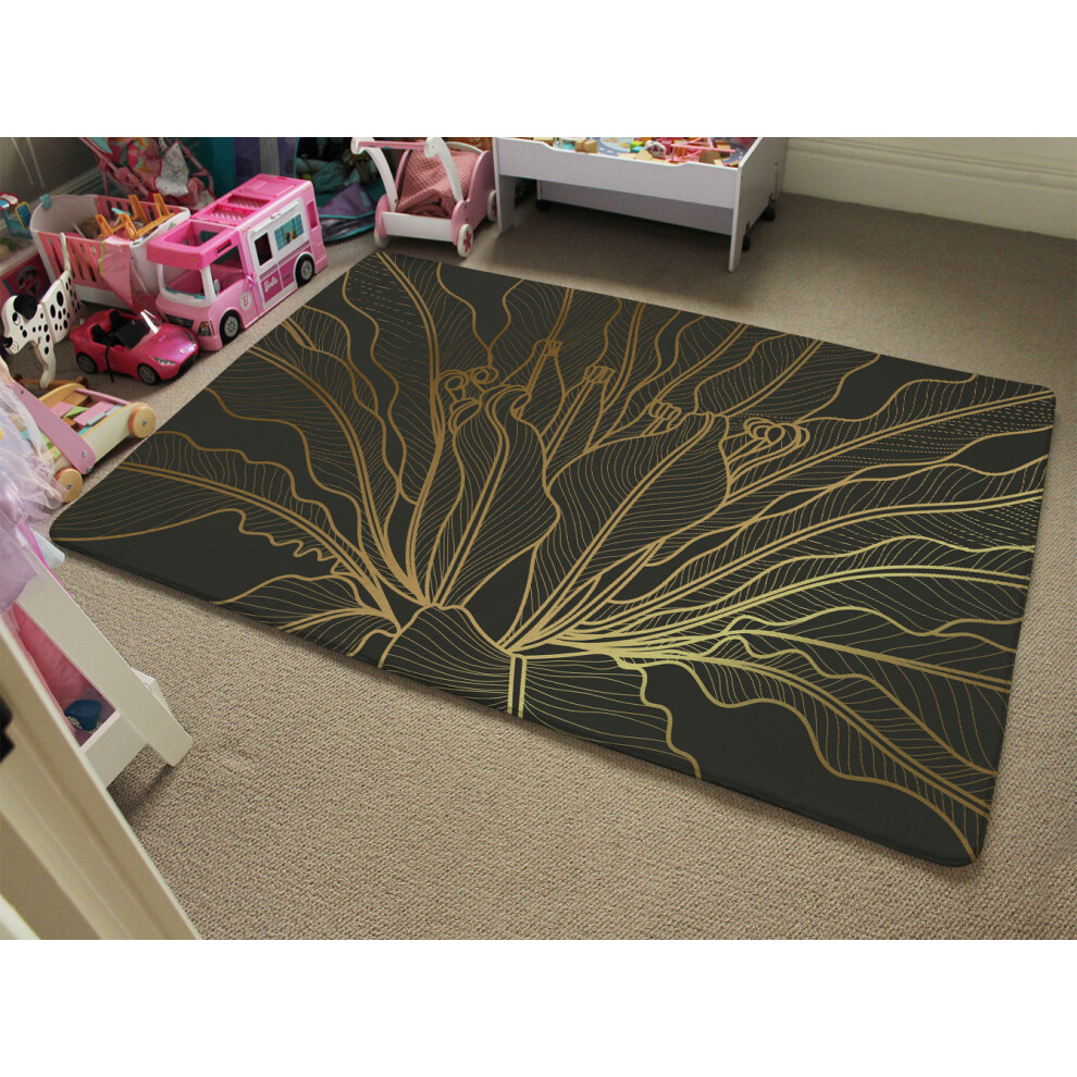 golden splitleaf philodendron plant with monstera plant line art rug-image-OPC-PHHYVQ6-NEW