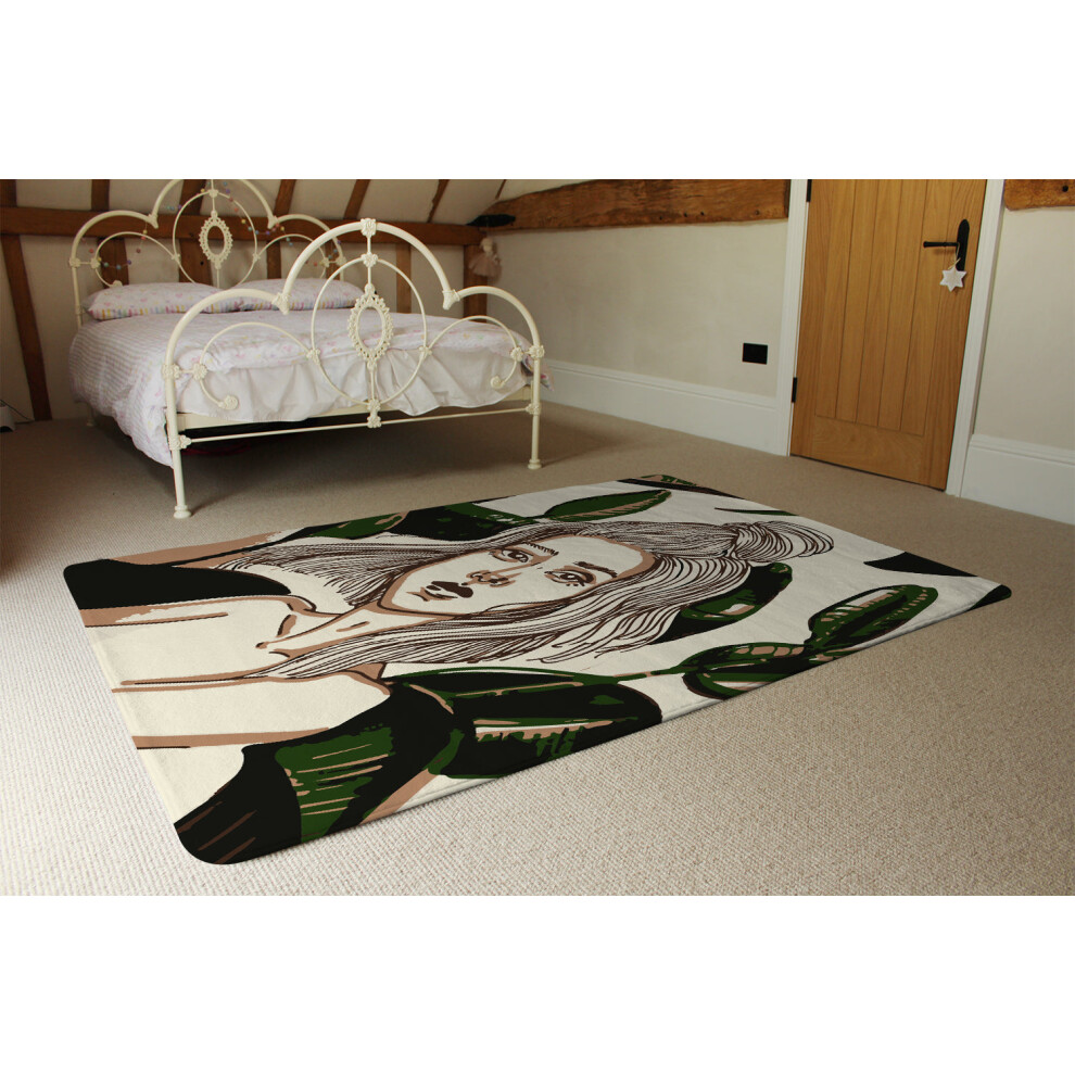 Benjamin Tate Design Young Woman In Tropical Leaves Rug