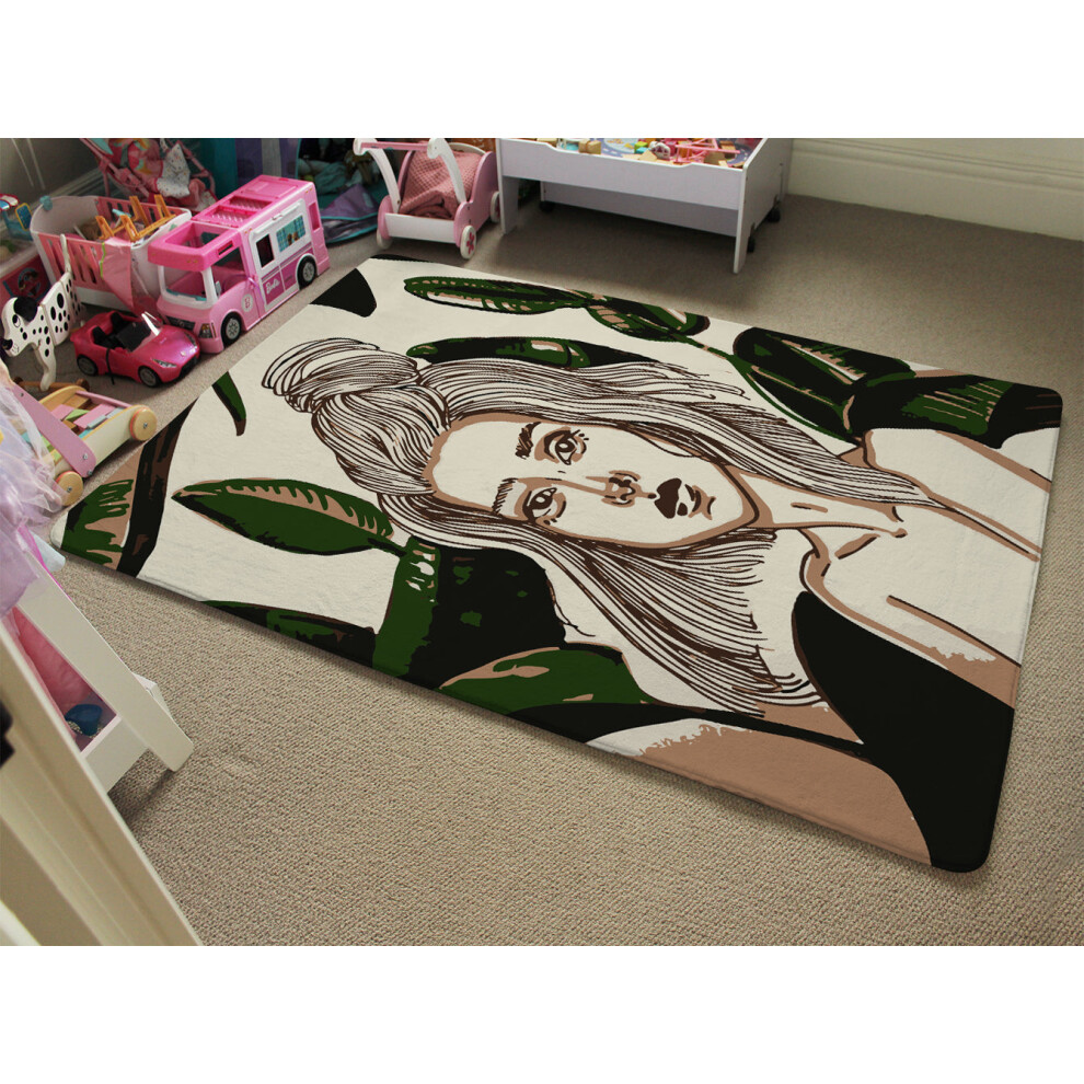 Benjamin Tate Design Young Woman In Tropical Leaves Rug