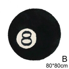 (Style 1 Black 80) Black Simulation Billiards 8 Ball Round Flocking Carpet Bedroom Living Room Plush Rug Bathroom Anti-slip Floor Mat Home Decor